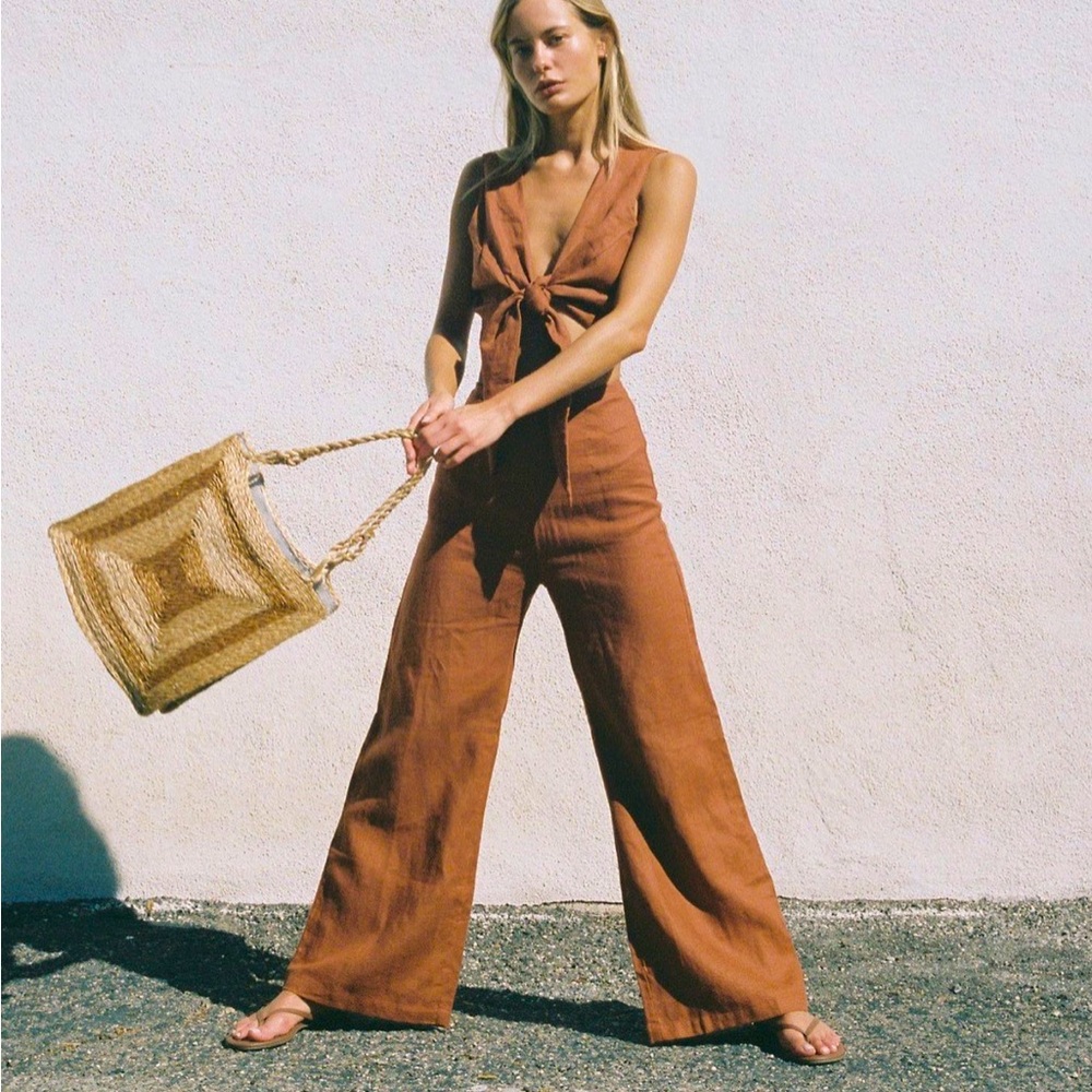 NWT Faithful the Brand Dahlia Top and Ottavio Pants Matching Set in Plain Spice